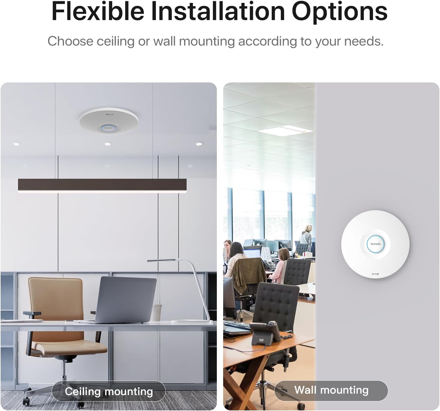 Tenda BE5010 WiFi 7 Wireless Access Point | Ceiling Mount Access Point for Future-Proof Business Network | 2.5G PoE+ Port | DC Adapter Included | Cloud Managed | WPA3 | VLAN | Seamless Roaming (i36)