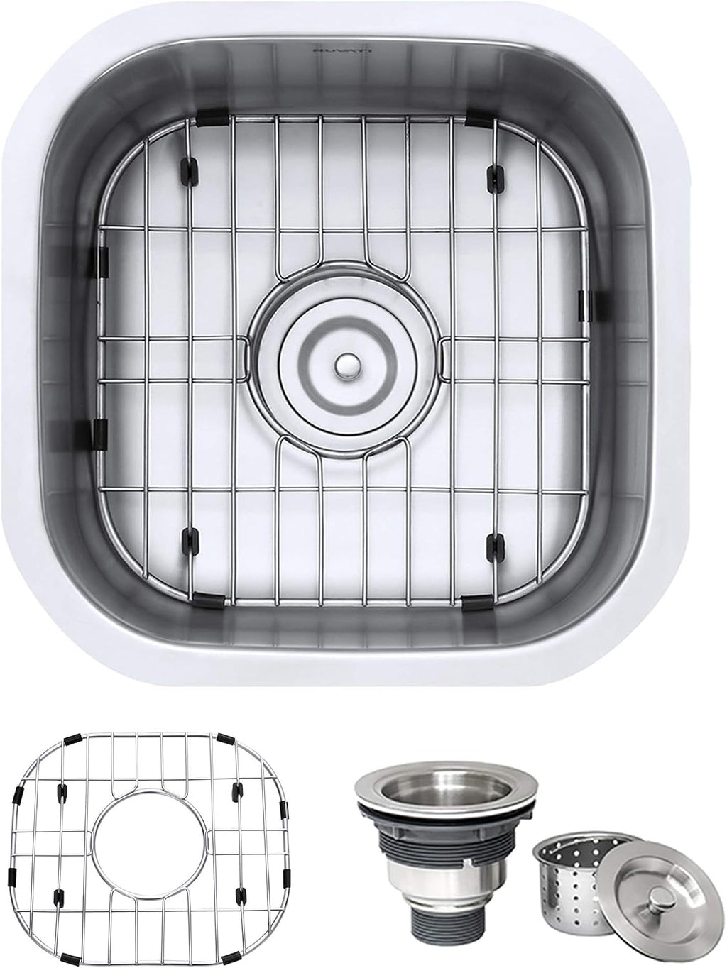 Ruvati 16 x 16 Inch RVM4138 Undermount Bar Sink - 16 Gauge Stainless Steel Kitchen Sink Single Bowl with Brushed Finish hides scratches, Easy-to-Clean Undermount kitchen Sink