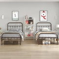 VECELO Twin Size Victorian Style Metal Bed Frame with Headboard Classic Metal Platform Bed Frame Mattress Foundation with Footboard/Under Bed Storage/No Box Spring Aple 2 Set