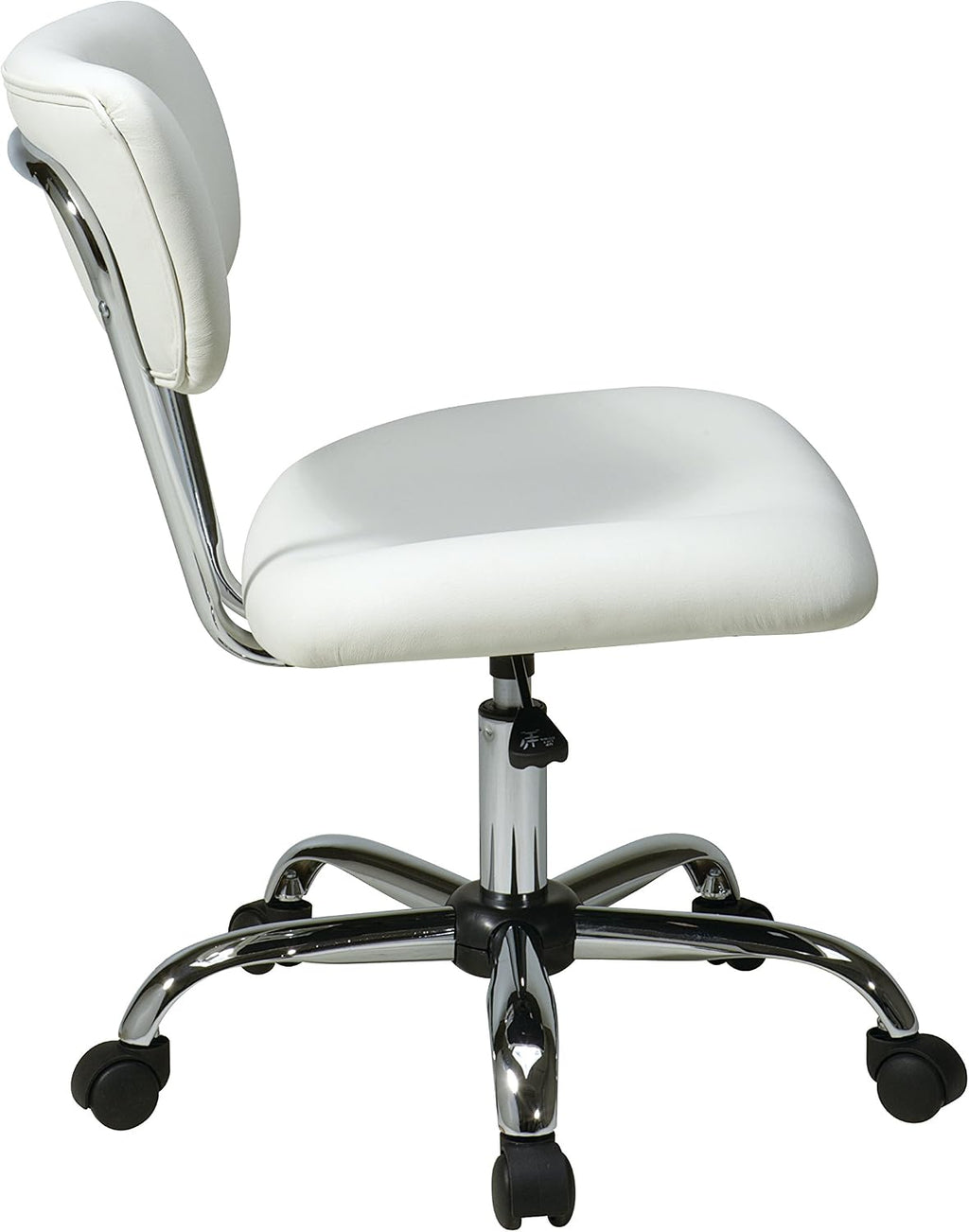 OSP Home Furnishings Vista Office Task Chair with Pneumatic Height Adjustment and Full Swivel, White Vinyl