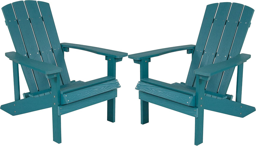 Flash Furniture Charlestown Poly Resin Adirondack Chair - Sea Foam - All Weather - Indoor/Outdoor - Set of 2