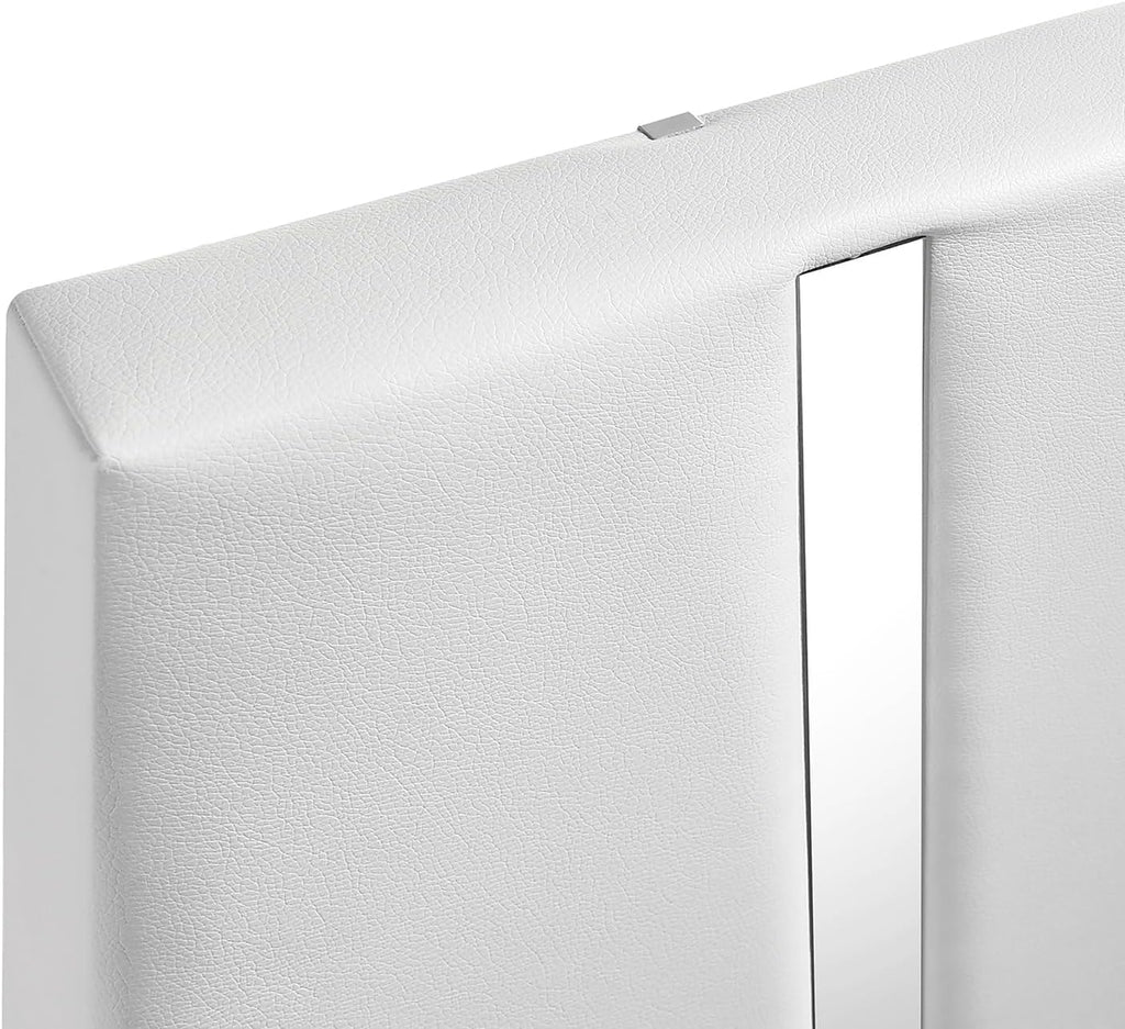 HomeStock Platform Bed - White Finish - Modern Bedroom Furniture Queen