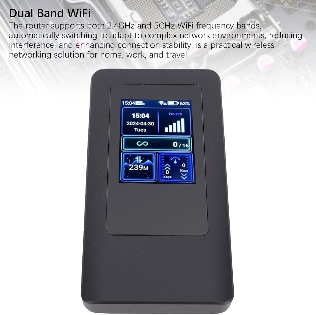 4G 5G Portable WiFi Hotspot, 2.4GHz 5GHz Dual Band WiFi Router with Display Screen & Card Slot, 1200mbps Wireless Travel Router Support for MTK Chip, 16 Connected Devices