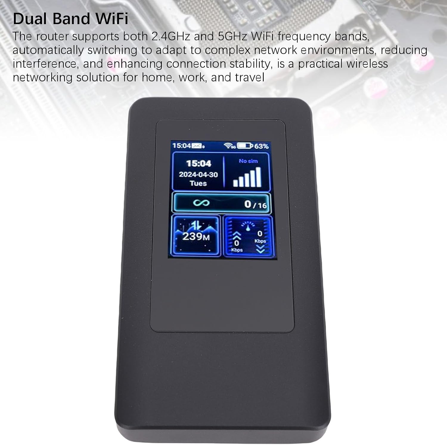 4G 5G Portable WiFi Hotspot, 2.4GHz 5GHz Dual Band WiFi Router with Display Screen & Card Slot, 1200mbps Wireless Travel Router Support for MTK Chip, 16 Connected Devices