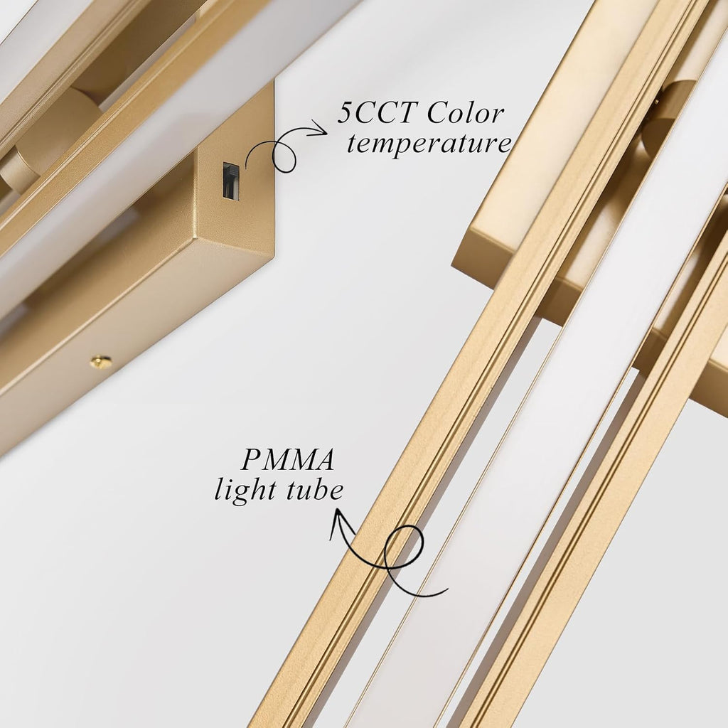 55' Long Vanity Light Gold Bathroom Wall Light Fixtures Long Vanity Lights Over Mirror Lighting Lamps Dimmable Bathroom Wall Mount Lighting Over Vanity Mirror