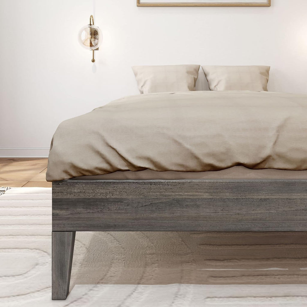 Plank+Beam Solid Wood Platform Bed Frame, Strong Wood Slat Support, No Box Spring Needed, Easy Assembly, Driftwood, Full