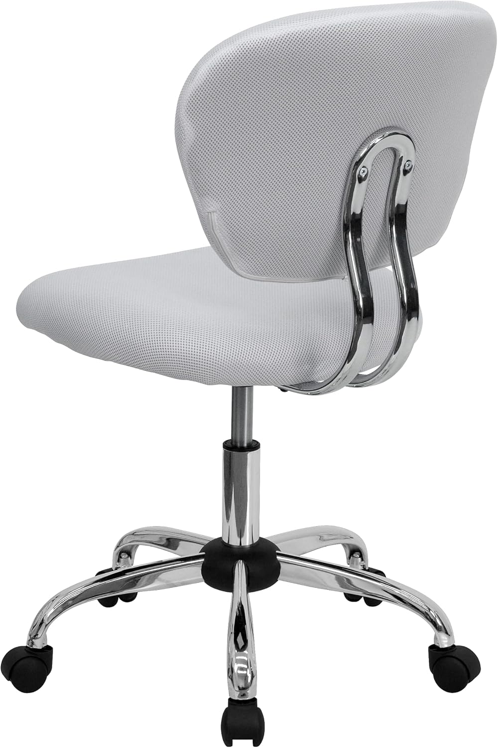 Flash Furniture Beverly Mid-Back White Mesh Padded Swivel Task Office Chair with Chrome Base