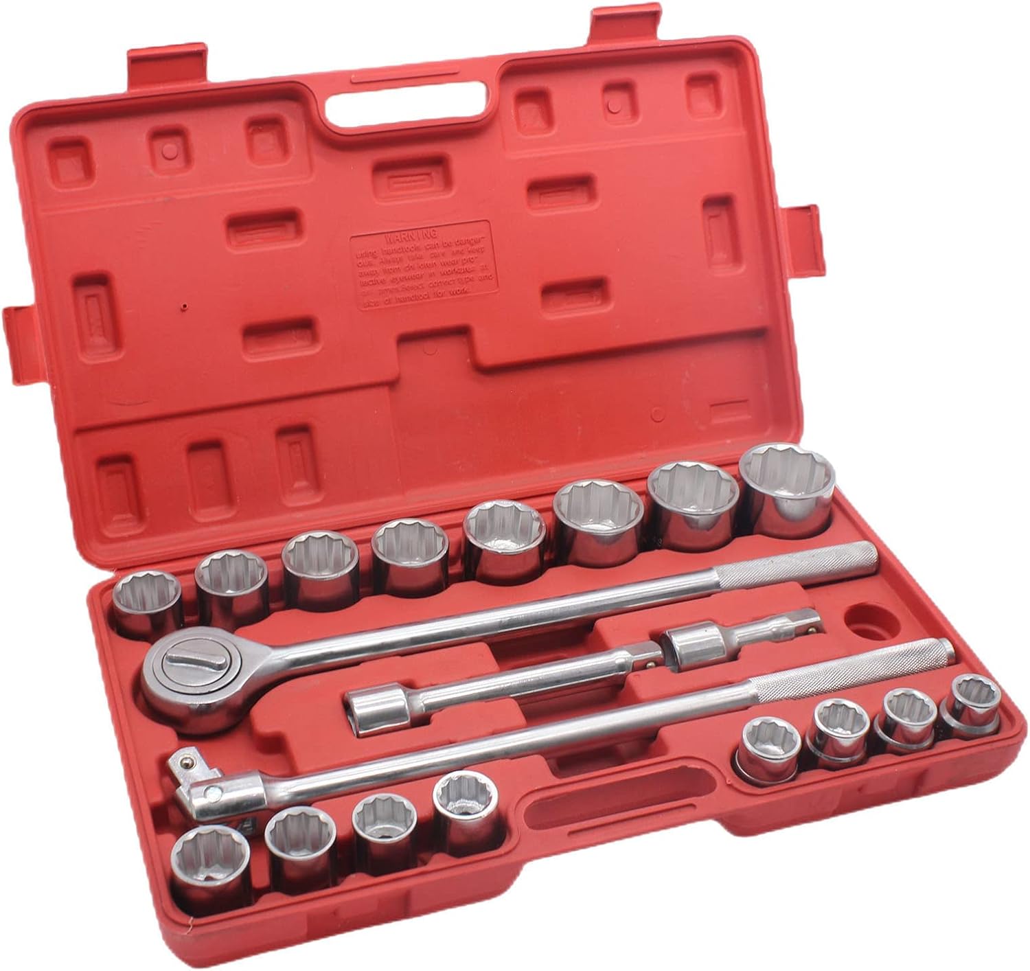 TONYNOL 21-Piece 3/4' Drive Socket Set,12-Point,SAE Size(7/8''-2'),with Ratchet Handle And Flex Head Ratchet