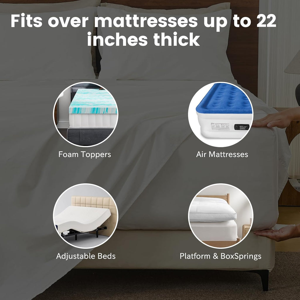Bedlifes 100% French Flax Linen Sheets Set King Size - 6 Piece Extra Deep Pocket 18-24',Soft Breathable King Bed Sheets with Temperature Regulating & Moisture-Wicking(Taupe