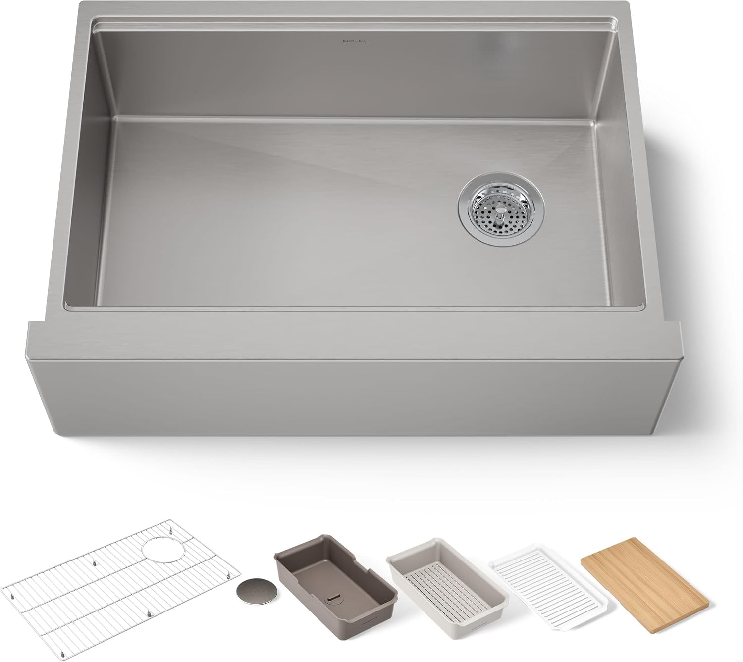 Kohler 33655-PC-NA Strive® 29-1/2' undermount single-bowl farmhouse workstation kitchen sink, Stainless Steel