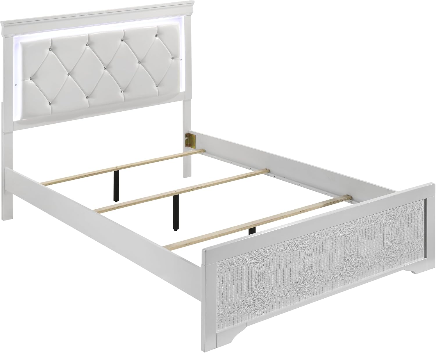 GOWE Blaze Upholstered Modern Style 4 Pc Full Bedroom Set with LED Headboard Made with Wood in White(NJ Inventory)