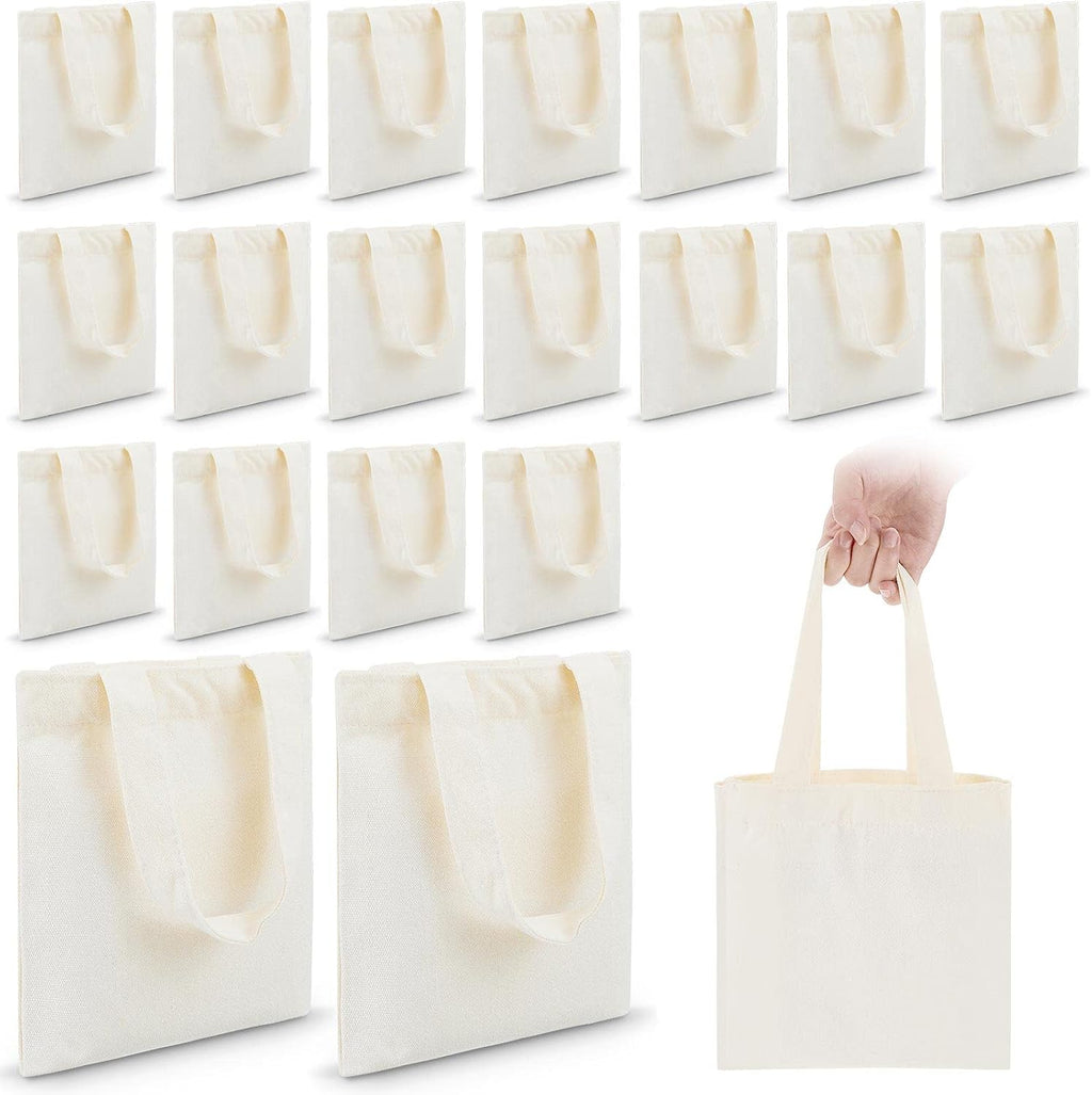 Amylove 150 Pcs Mini Tote Bag Sublimation Blank Canvas Tote Bags Reusable for Grocery Shopping, DIY, Easter Party Favor Gift Bags (10 x 10 Inch,Natural Color)