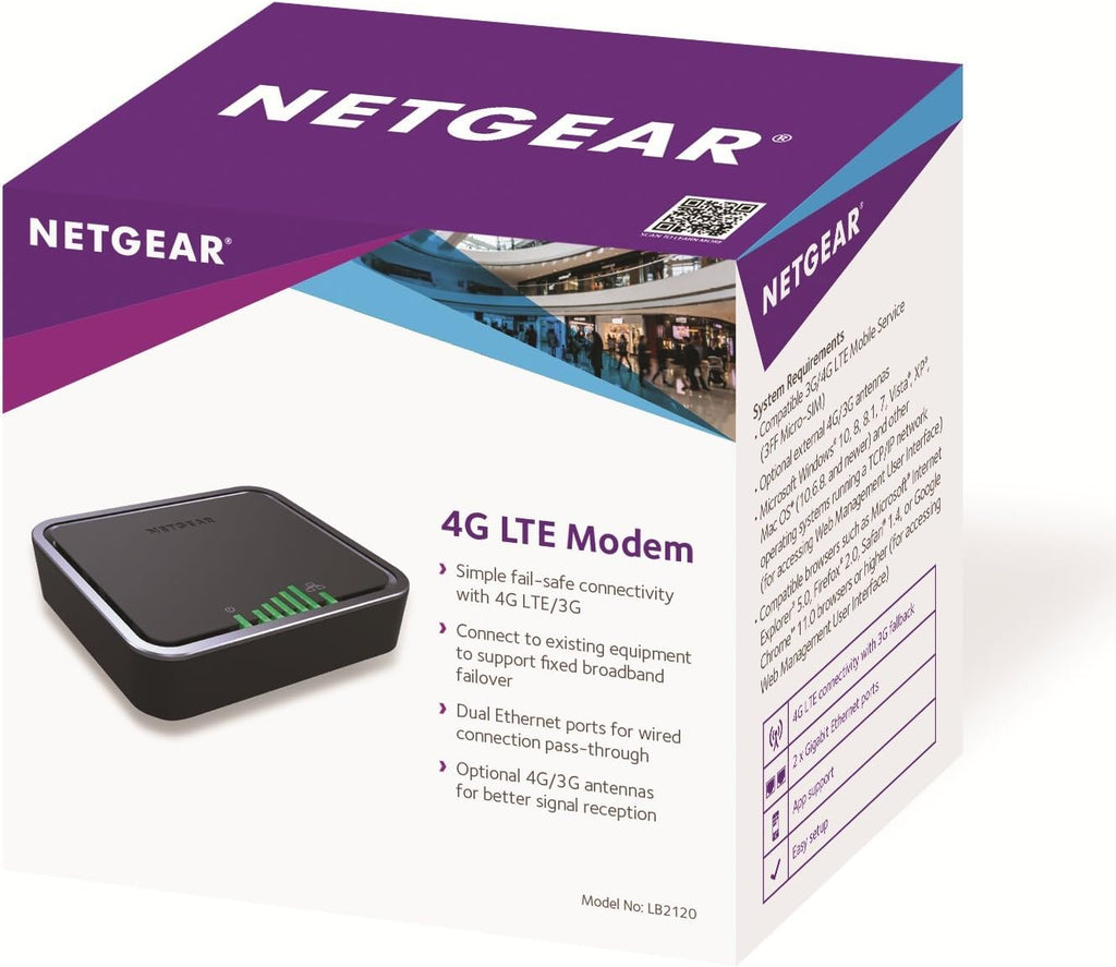 NETGEAR 4G LTE Modem with Two Gigabit Ethernet Ports – Instant Broadband Connection | Works with AT&T and Alternate Carriers (LB2120)