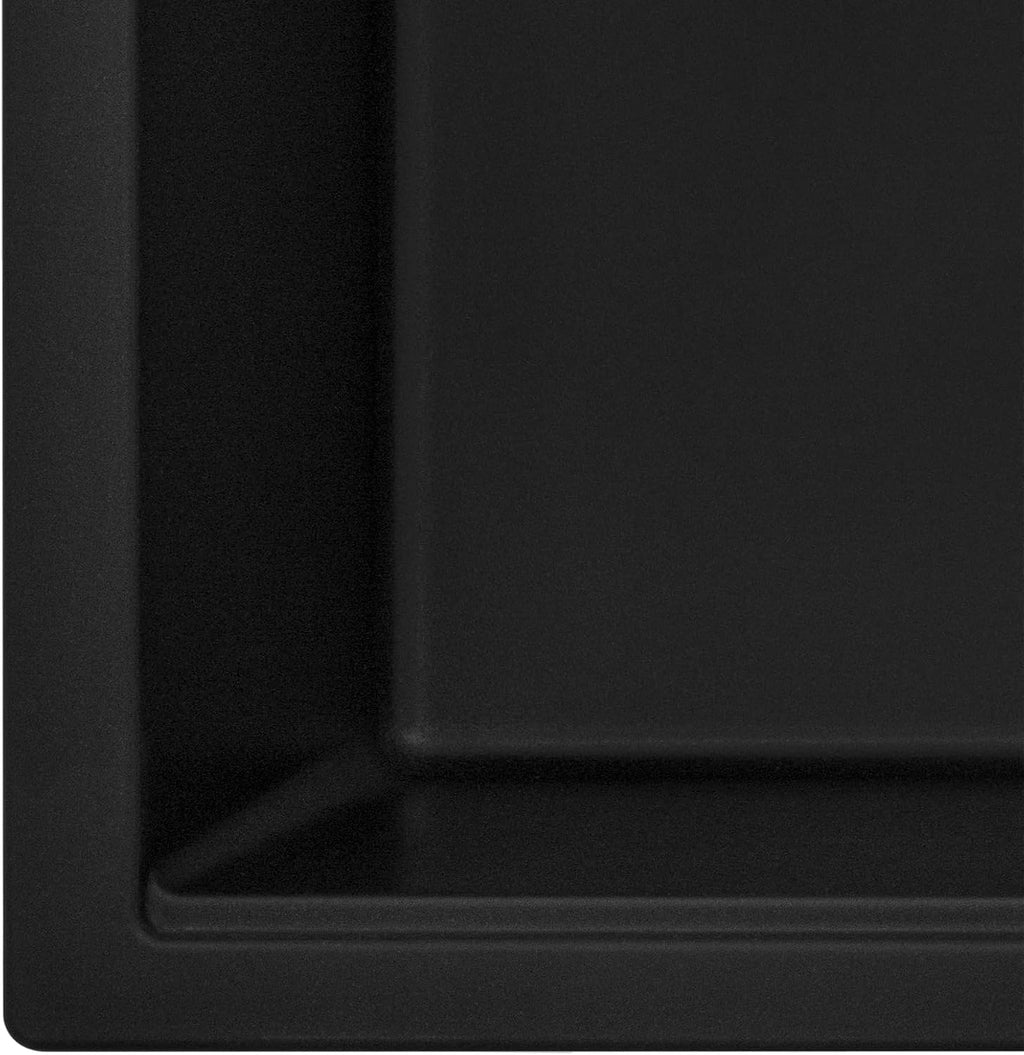 Ruvati 33 x 22 inch epiGranite Drop-in Topmount Granite Composite Quartz Single Bowl Kitchen Sink - Midnight Black - RVG1080BK