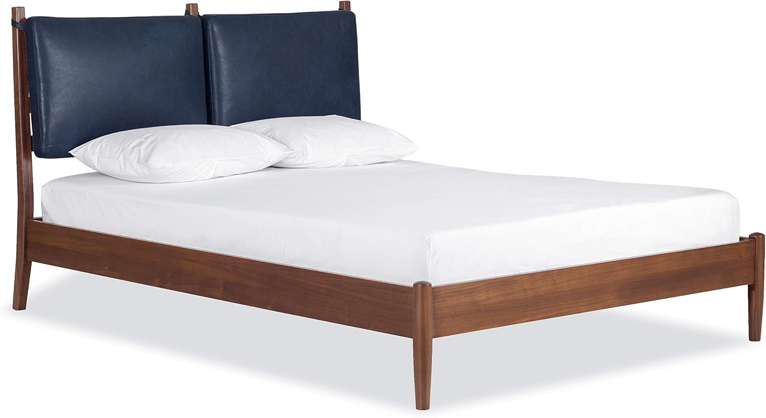 Poly & BARK Truro King Bed Headboard Cushion Set in Full-Grain Semi-Aniline Italian Tanned Leather in Midnight Blue