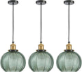 7.8in Vintage Pendant Light 3-Light Kitchen Sink Pendant Lights with Green Hand Blown Glass Small Hanging Lamp for Kitchen Island Dining Room Bedroom Bathroom Hallway E26