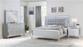 Full 4 Pc LED Bedroom Set - Modern Wood Design, Silver Color