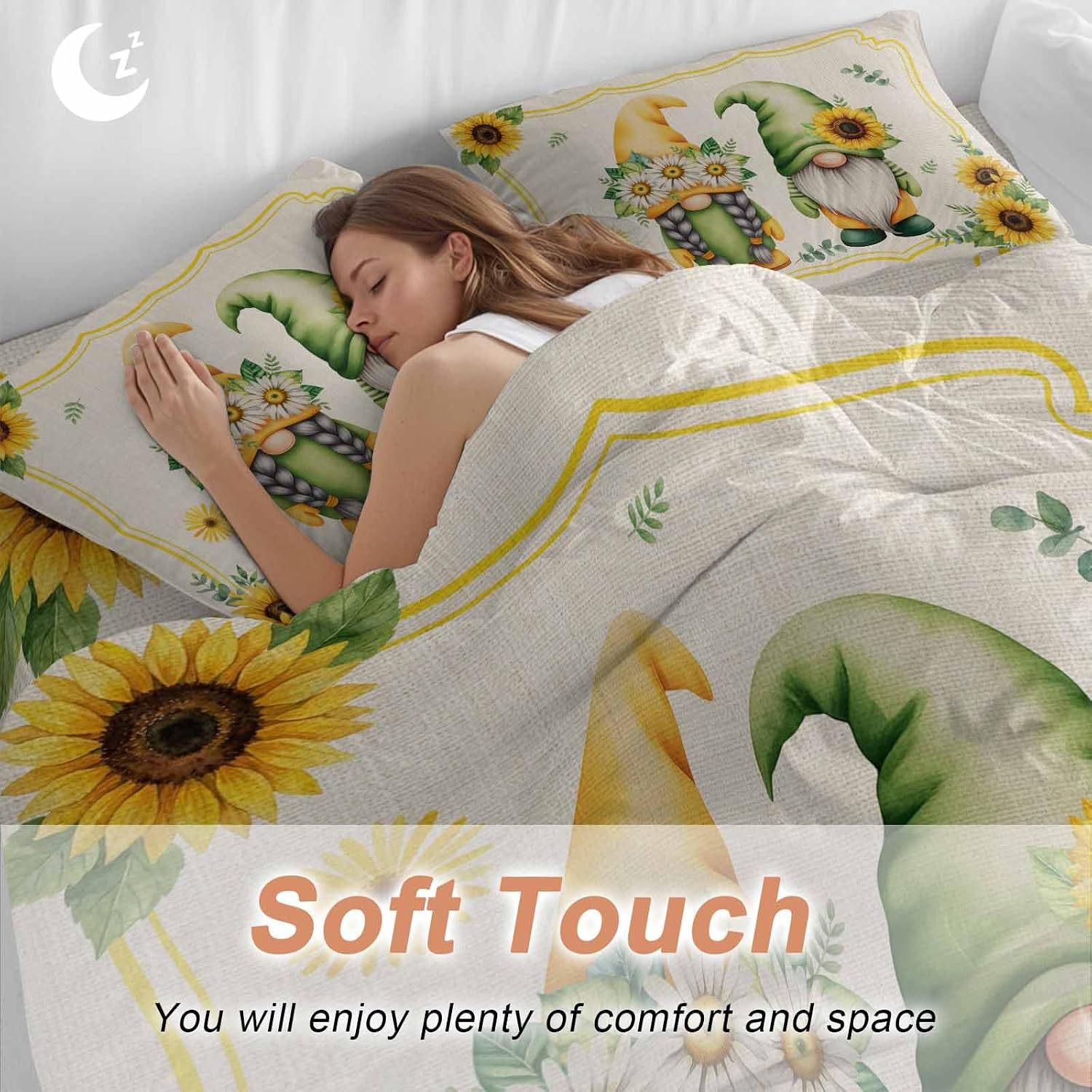 Summer Dwarfs Duvet Cover Set Queen Size 4 Pieces Yellow Sunflower Daisy Field Plant Vintage Bedding Set with Zipper Closure, 1 Comforter Cover 92x106 Inches 1 Flat Sheet & 2 Pillow Cases