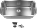 DeerValley 32 Inch Undermount Kitchen Sink 18 Gauge Stainless Steel Kitchen Sink Spacious Single Bowl Sinks with Basket Strainer Curved Shape Round Corner Deep Sinks for Modern Kitchens