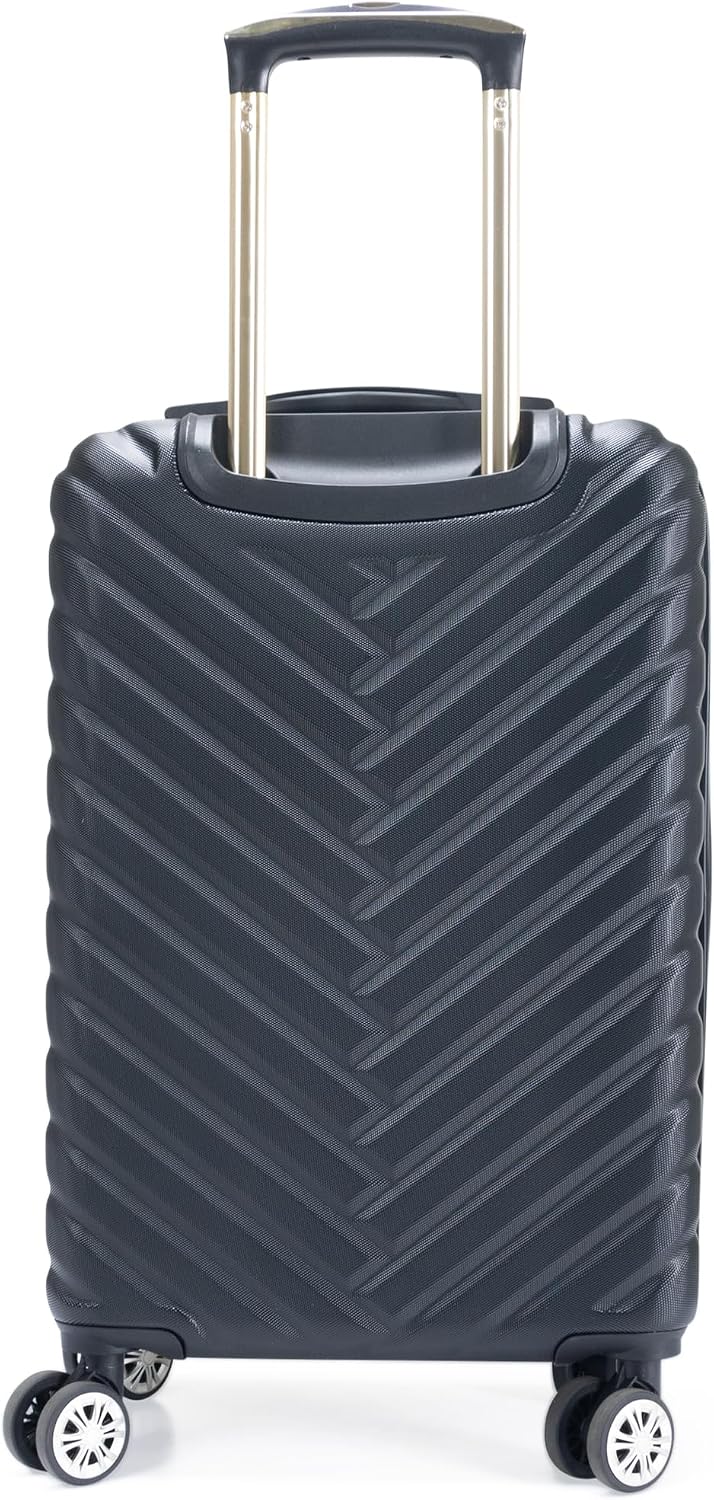 Kenneth Cole REACTION Madison Square Lightweight Hardside Chevron Expandable Spinner Luggage, Black, 2-Piece Set (20' & 28')