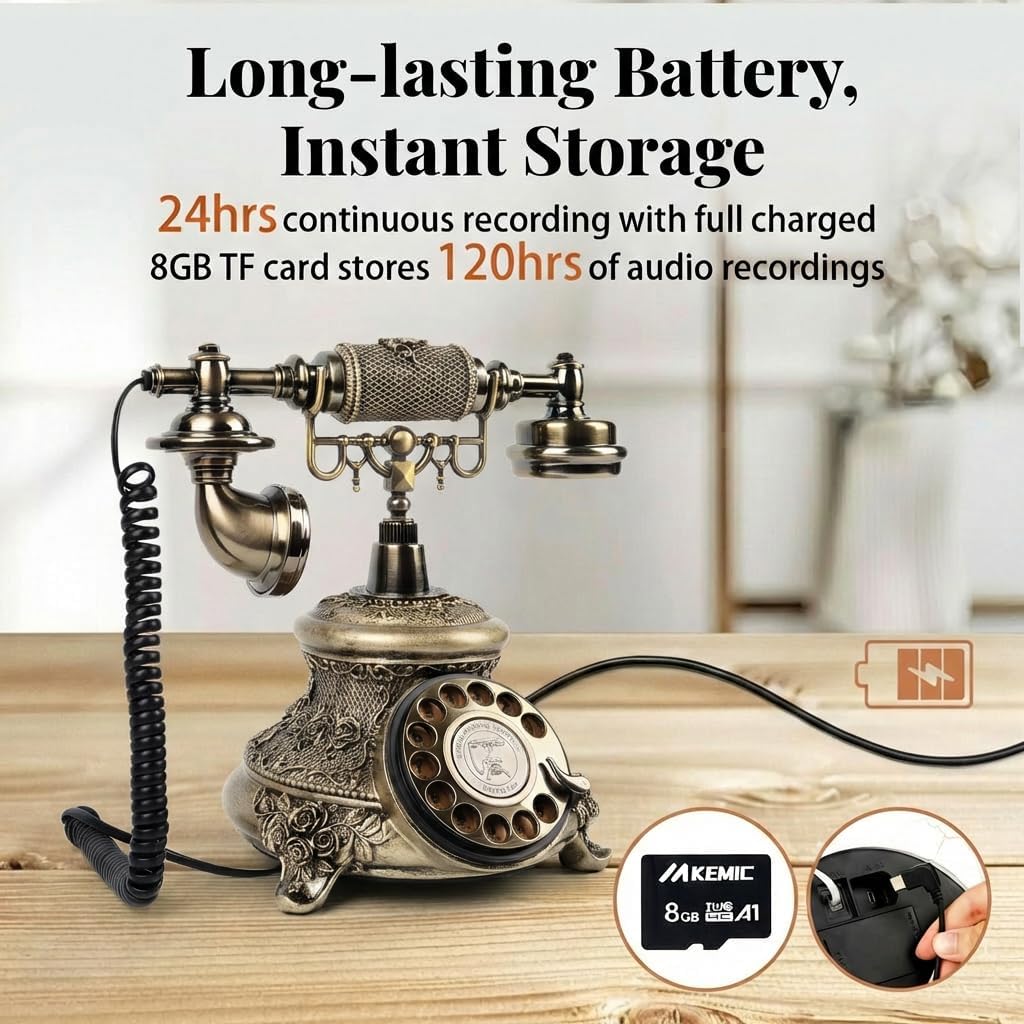 Audio Guest Book Wedding Phone, FESTRING Audio Guestbook, Recording Wedding Phone Guest Book, Retro Design Perfect for Weddings/Anniversaries/Parties/Birthday/Graduation/Baby Shower/Retirement, Bronze
