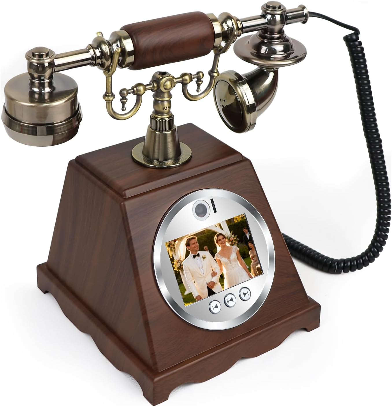 Video Audio Guest Book Wedding Phone, 3.5' 1080P Video Guestbook Phone for Wedding, Bridal Shower, Birthday Party, Baby Shower, Anniversary Engagement (Wood-Toned Brown)