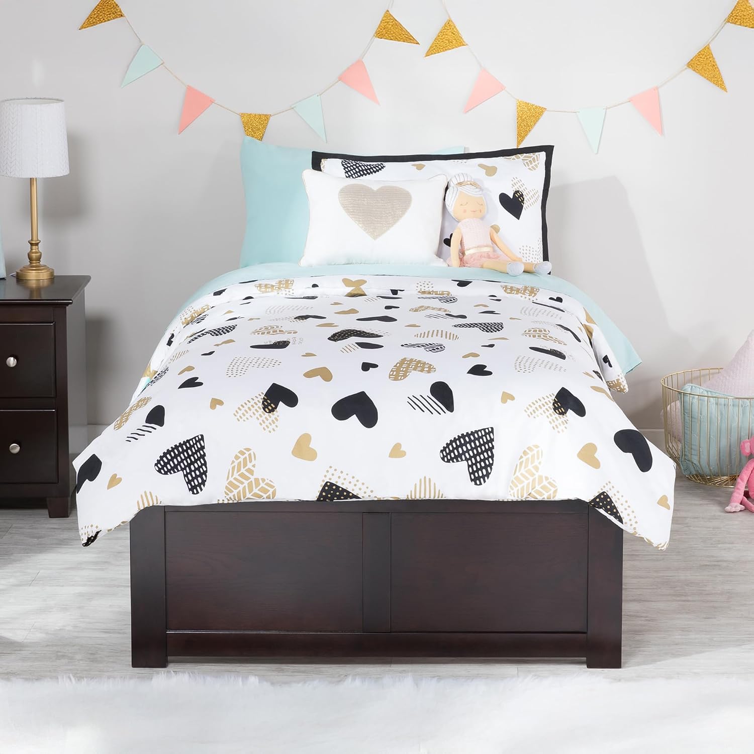 AFI Concord Twin XL Size Platform Bed with Footboard & Twin XL Trundle in Espresso