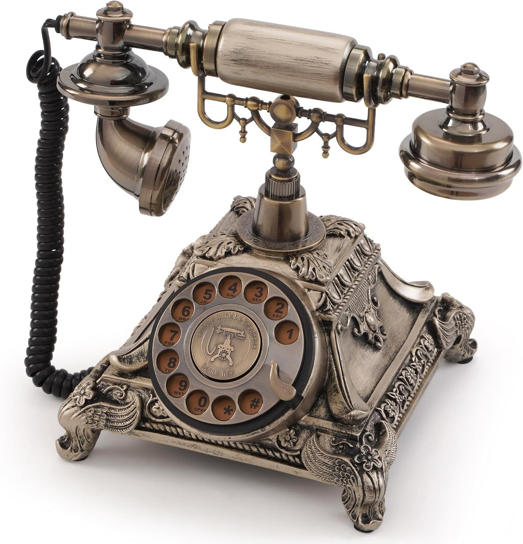 Audio Guest Book Phone, 32G Capacity Vintage Audio GuestBook Wedding Phone, Retro Audio Telephone Recording Customized Voice Message for Your Wedding Party, Copper