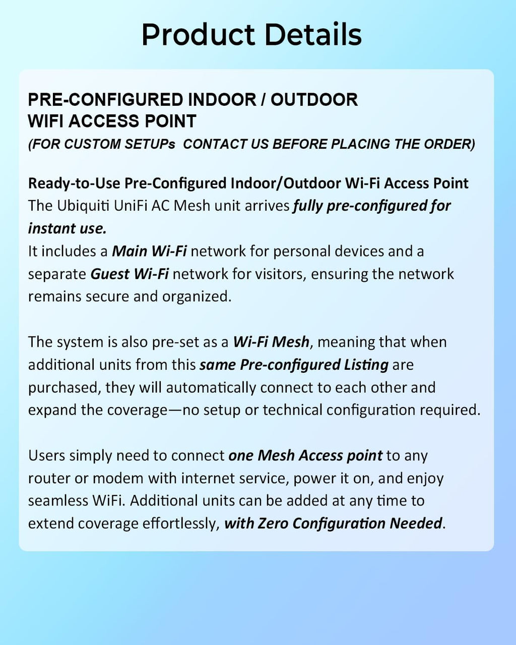 Pre-Configured Ubiquiti UAP-AC-M-US Unifi Mesh Access Point, UniFi AC Mesh Wide-Area Dual-Band Access Point (US) Long Range Indoor/OutDoorWifi Repeater. Just Plug and Play. (1)