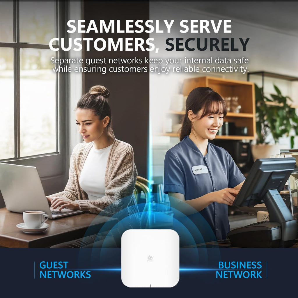 EnGenius Cloud Managed ECW526 Wi-Fi 7 Tri-Band 2x2x2 Access Point Provides 9.4 Gbps speeds & one 10 GbE PoE+ for Superior Performance and Easy Placement