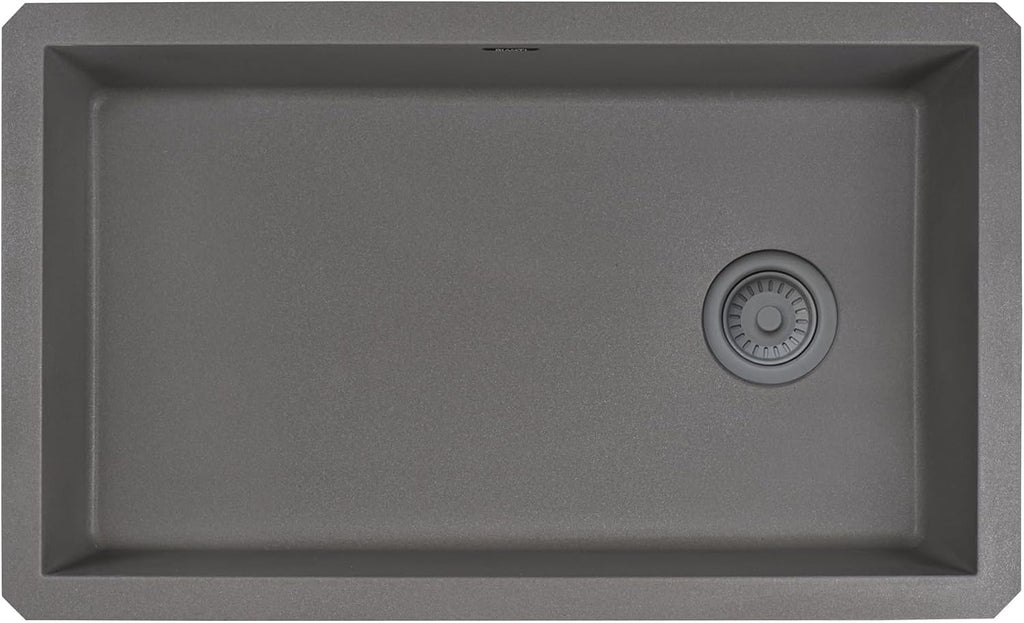 Ruvati 32 x 19 inch epiGranite Undermount Granite Composite Quartz Single Bowl Kitchen Sink - Urban Gray - RVG2033UG