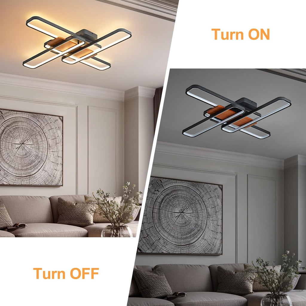 37.4' Modern LED Ceiling Lights with Remote Control 160W Dimmable Wood Ceiling Light Chandeliers, 3000K–6500K Large Close to Ceiling Lighting Fixture for Living Room Bedroom Kitchen