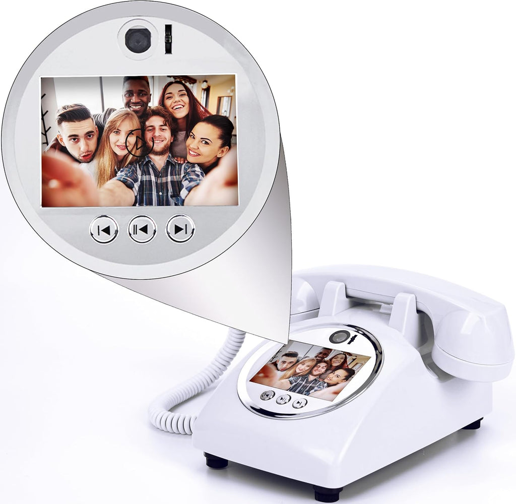 FiayaCom Video Audio Guest Book Wedding Phone,1080P HD Video Phone Guestbook, Preserve Your Special Occasions, Ideal for Wedding Bridal Shower, Birthday, Graduations, Baby Shower(Snow-White)