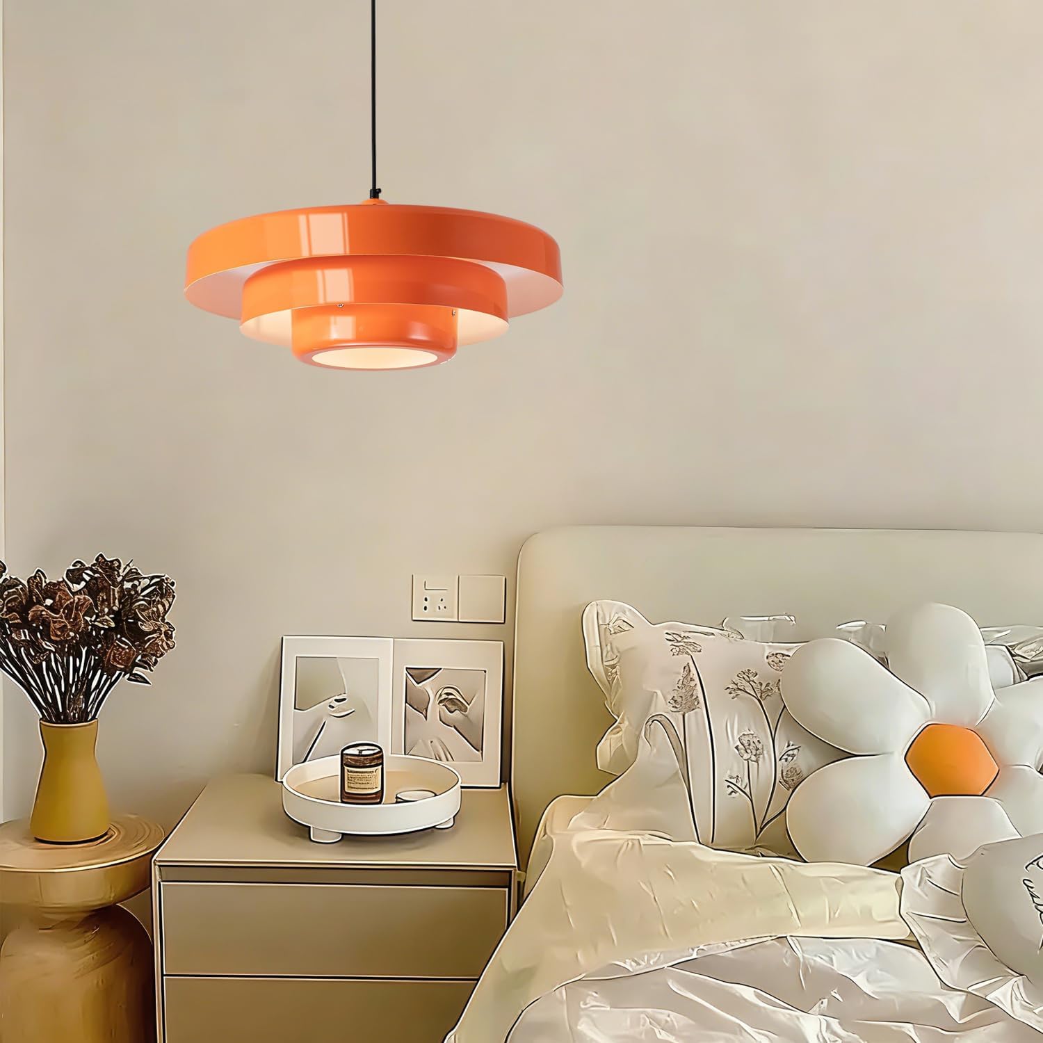 Plug in Pendant Light Fixtures, Plug in Chandelier Mid Century Modern Hanging Lamp with Pulley Nordic Style Pendant Lamp Metal Shade On/Off Switch Hanging Light for Living Room Dining Bedroom Kitchen