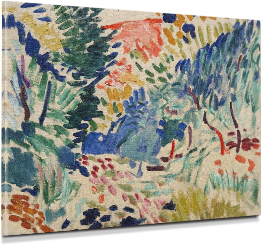 IPIC - In Landscape at Collioure by Henri Matisse, Classic World Famous Painting Giclee Print on Cotton Canvas Stretched over Pine Wood Frame for Wall Decor Size 40x30 in,Made in USA