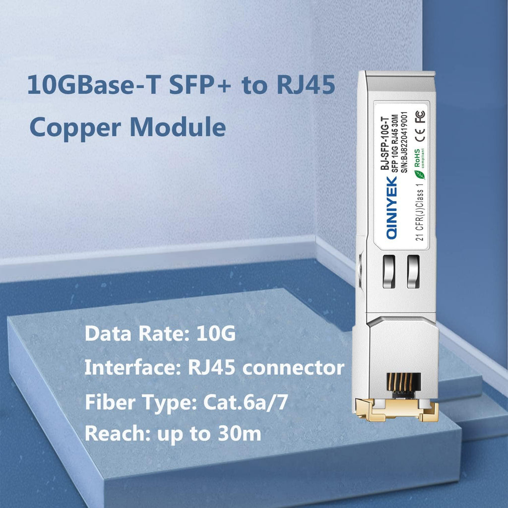 [10Pack] 10G SFP+ to RJ45 Transceiver, 10GBase-T Copper SFP+ Module for Cisco SFP-10G-T-S, Ubiquiti UniFi UF-RJ45-10G, MikroTik S+RJ10, Netgear AXM765, Fortinet, Cat.6a/7, up to 30m