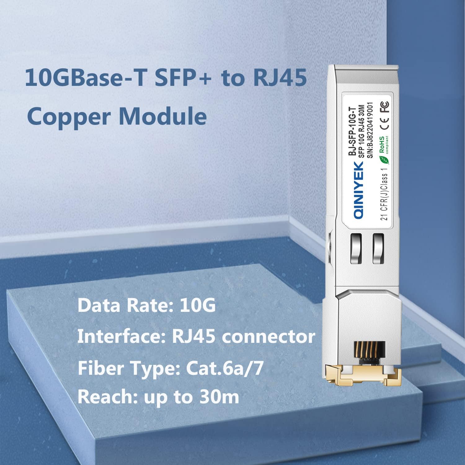 [10Pack] 10G SFP+ to RJ45 Transceiver, 10GBase-T Copper SFP+ Module for Cisco SFP-10G-T-S, Ubiquiti UniFi UF-RJ45-10G, MikroTik S+RJ10, Netgear AXM765, Fortinet, Cat.6a/7, up to 30m