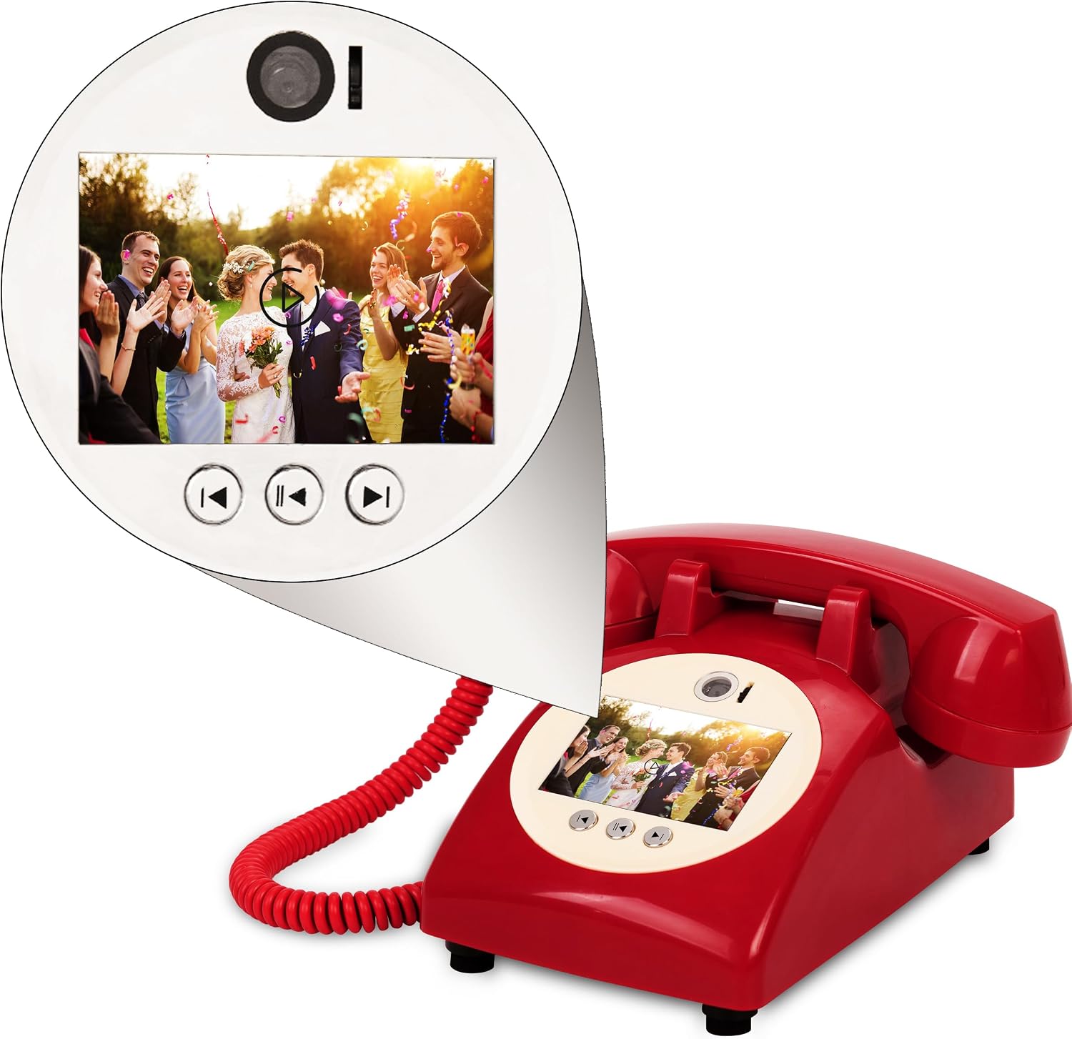 Video Audio Guest Book,1080P HD Video Phone Guestbook, Record Preserve Your Special Occasions, Ideal for Wedding Bridal Shower, Birthday, Graduations, Baby Shower(Red)