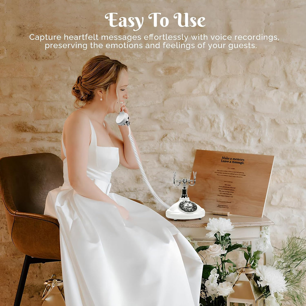 Audio Guest Book Phone,Vintage Wedding Guest Book Phone with Custom Voice Messages & Voicemail Recording for Weddings, Parties & Special Occasions