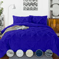 Crown Collection Luxuriate Hotel 1000-TC Hypoallergenic Ultra Soft Design 100% Egyptian Cotton Pinch Plated Duvet Cover with Zipper Colser & 2pcs Pillow Case Set (Super King Plus 120X120, Royal Blue)