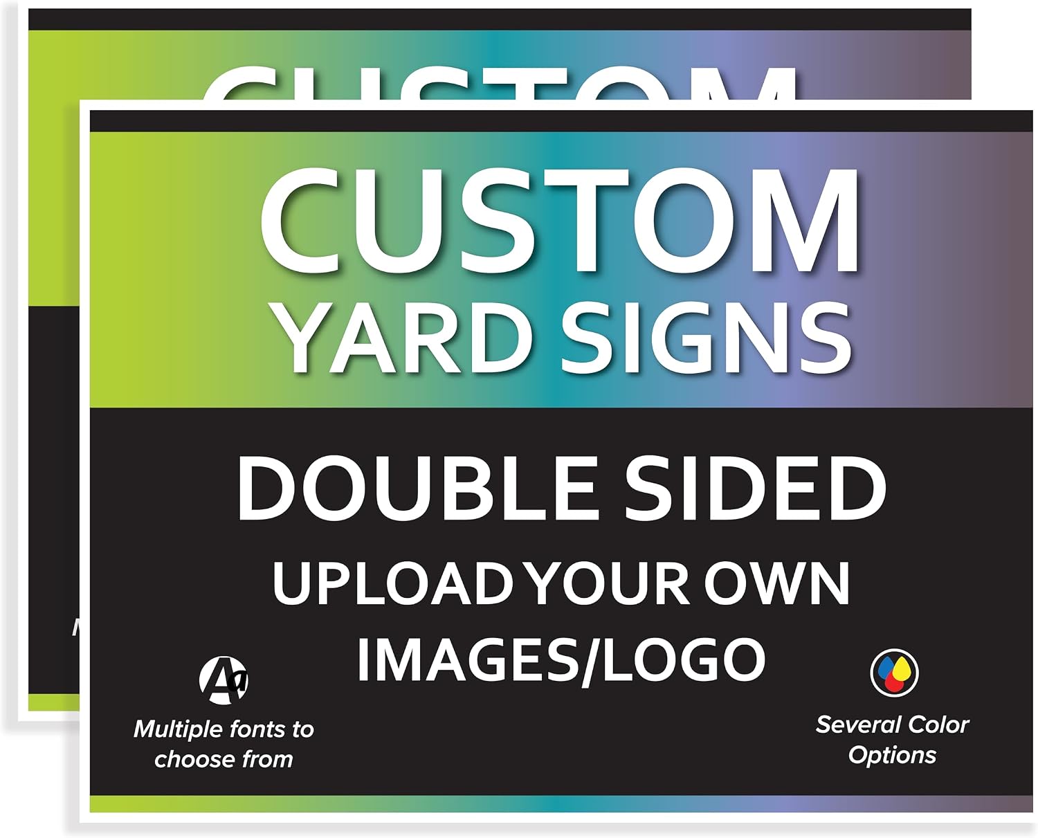 VSE | Custom UV Printed Made-To-Order Plastic Yard Signs | 24x18 inch | Upload Your Image or Artwork | Add Your Own Text | Choose from Multiple Background and Font Colors | Add H-Stakes (30)