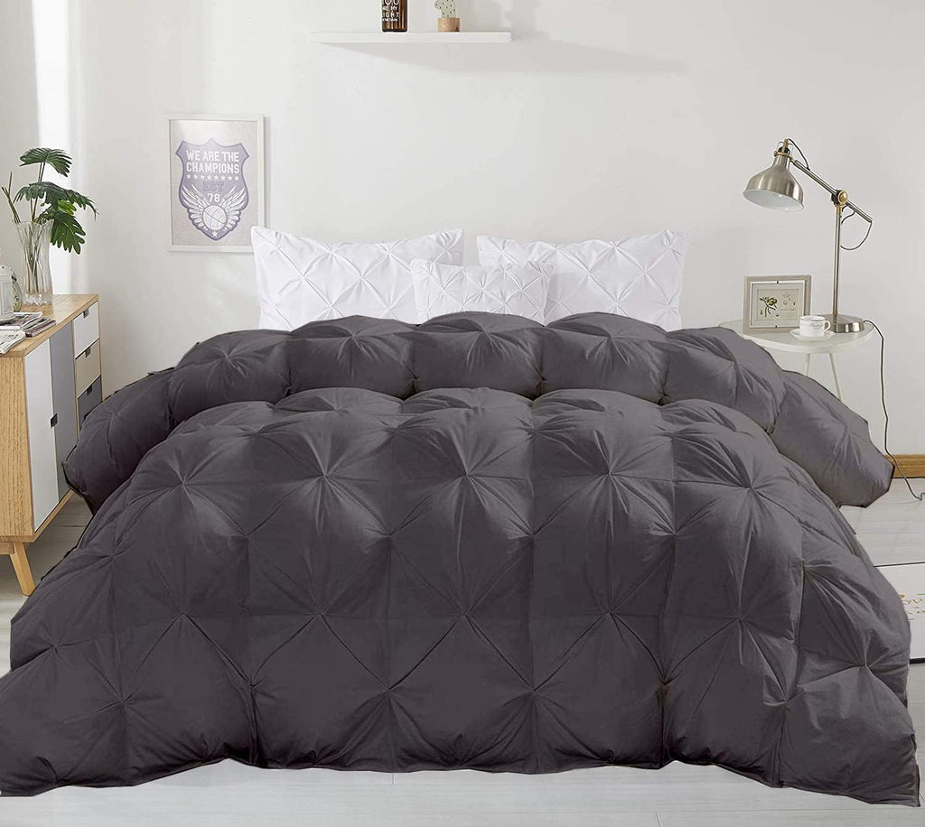 Super Soft 1000-TC All Season Down Alternative Comforter & 2pc Pillow Shams Super King (98' x 108') Inches Decorative Pintuck Comforter 100% Egyptian Cotton 600-GSM Fill & 8-Corner Tabs