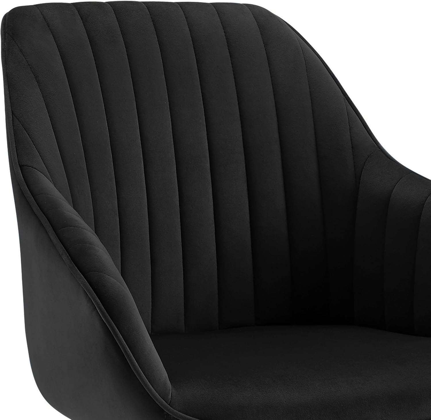 Volans Modern Desk Chair No Wheels, Upholstered Swivel Accent Chairs with Gold Plated Legs, Velvet Office Chair for Home Office Bedroom, Black