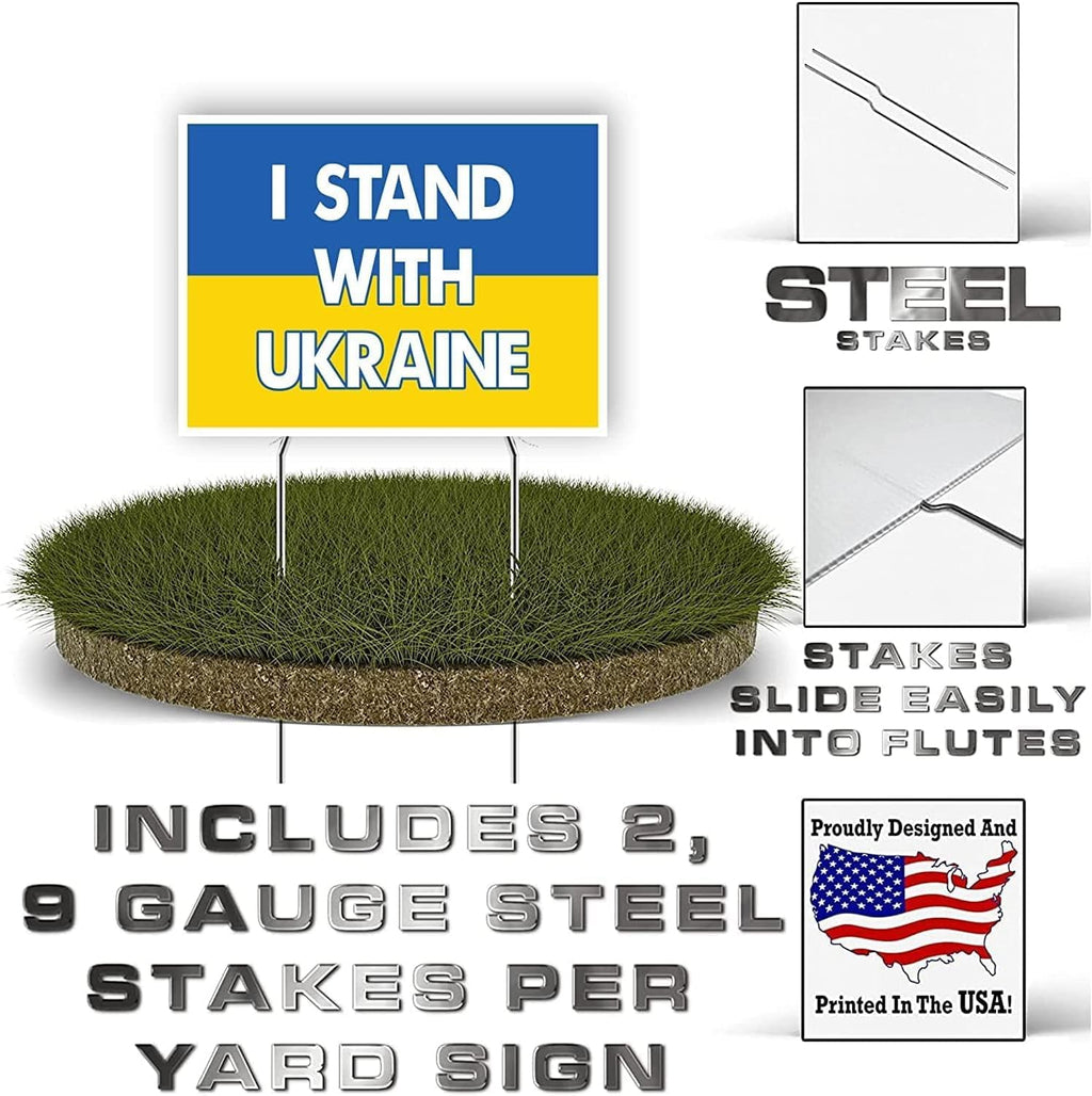 I Stand With Ukraine Yard Sign – 18x24 Inch, Waterproof with Metal Stakes (12)