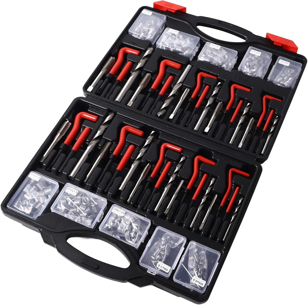 Thread Insert Tapping Tool, 261 Pcs Metal Frame Twist Drill Bit Screw Thread Repair Kit Labor Saving Uniform Force for Components