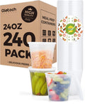 Glotoch Express 24oz Soup and Meal Prep Containers with Lids, Durable BPA-Free Plastic, Stackable Design, Microwave/Freezer/Dishwasher Safe, 240 Pack