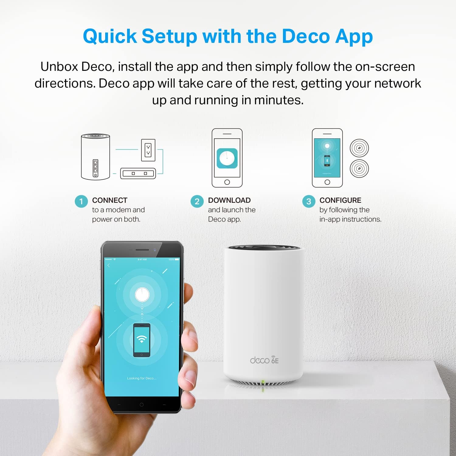 TP-Link Deco XE75 Pro AXE5400 Tri-Band WiFi 6E Mesh Router - 2.5G WAN/LAN Port, 2 x Gigabit LAN Ports, Covers up to 2900 Sq.Ft, Replaces WiFi Router and Extender, AI-Driven Mesh, 6GHz Band, 1-Pack