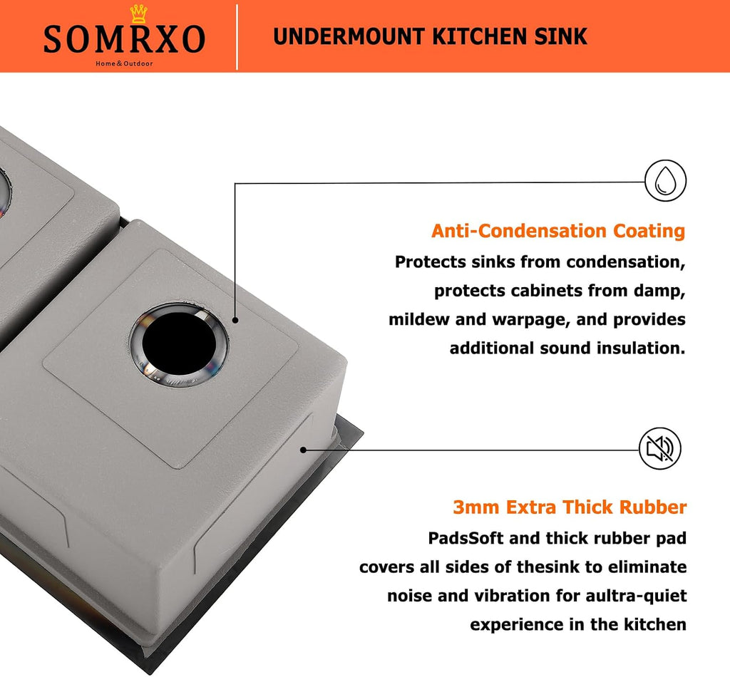 30 Inch Black Undermount Kitchen Sink Double Bowl - 30x18 Undermount Workstation Sink 16 Gauge Black Stainless Steel 10 Inch Deep Double Bowl Kitchen Sinks