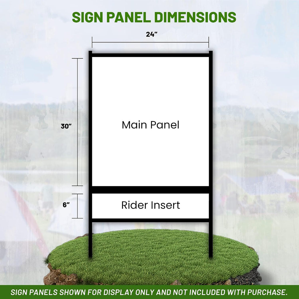 Real Estate Yard Sign Metal H Frame with Rider (Pack of 3) - Steel Real Estate Sign Holder, 30' x 24' Yard Signs, Yard Sign Stand, Open House Signs for Real Estate, (1 Main, 1 Rider,