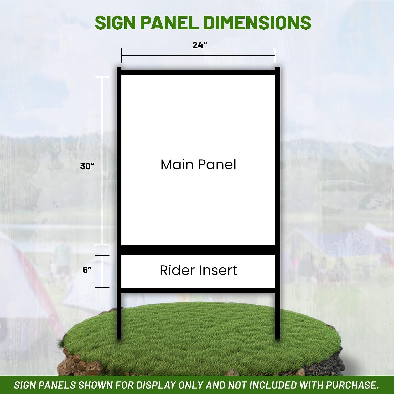Real Estate Yard Sign Metal H Frame with Rider (Pack of 3) - Steel Real Estate Sign Holder, 30' x 24' Yard Signs, Yard Sign Stand, Open House Signs for Real Estate, (1 Main, 1 Rider,